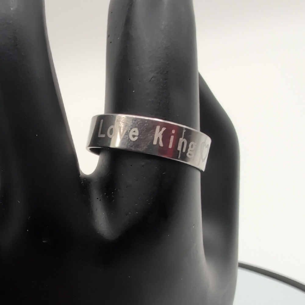 NWOT Silver Toned 'Love King' Ring Stainless Steel